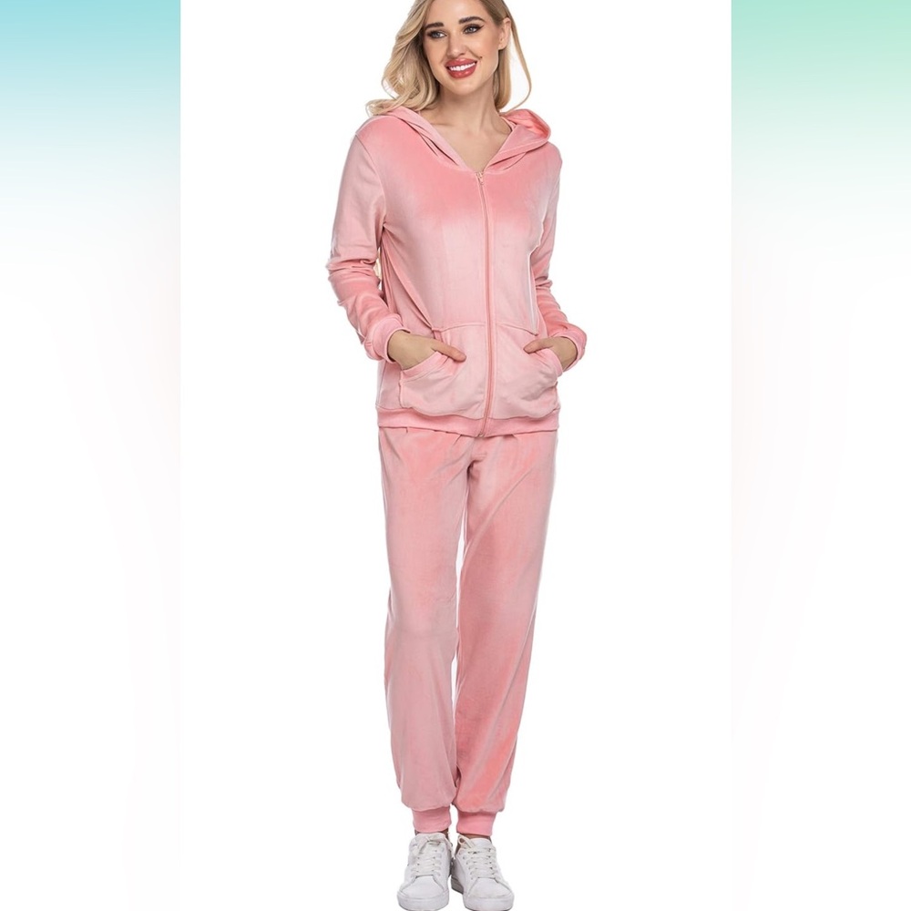 Womens Sweatsuit Set - Plush Warm Up Hoodie Pocket Tracksuits